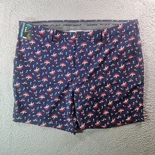 NWT Roundtree Yorke Performance Shorts Mens 42 x 7" Game Print Navy Blue