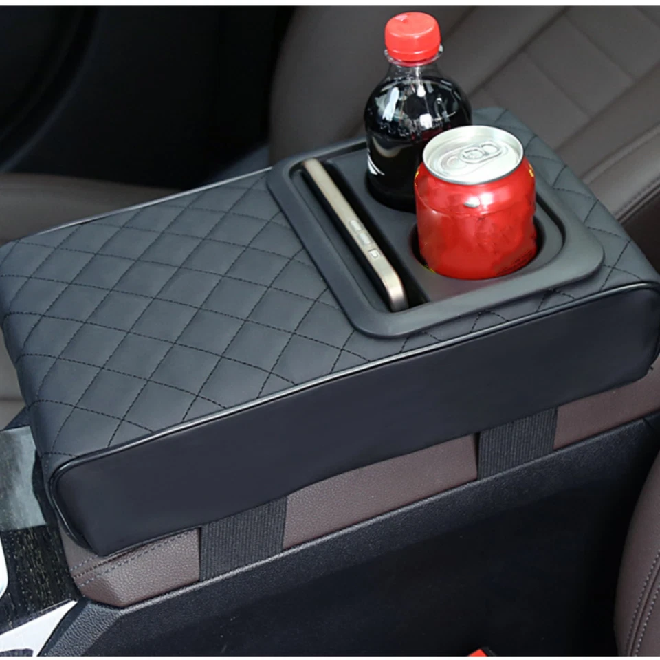 Console central de carro apoio de braço travesseiro apoio de braço automático almofada com copo e suporte para telefone - Imagem 3 de 4