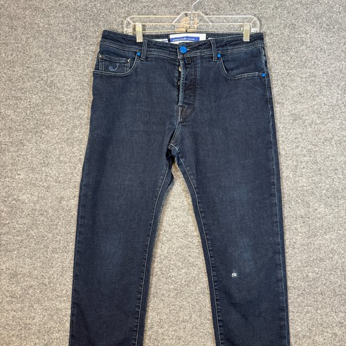 Jacob Cohen Jeans Mens 35 Bard Blue Denim Soft Made In Italy Button Fly Pants - Picture 14 of 15