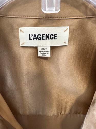 L'Agence Emmy ärmellose Bluse mit Knopfleiste makaroon Satin Größe Small/Tall - Bild 5 von 8