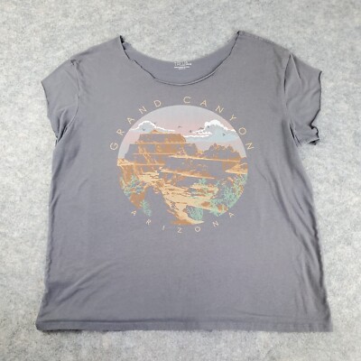 Grand Canyon Shirt Womens Large Gray Scoop Neck Short Sleeve Graphic Stretch