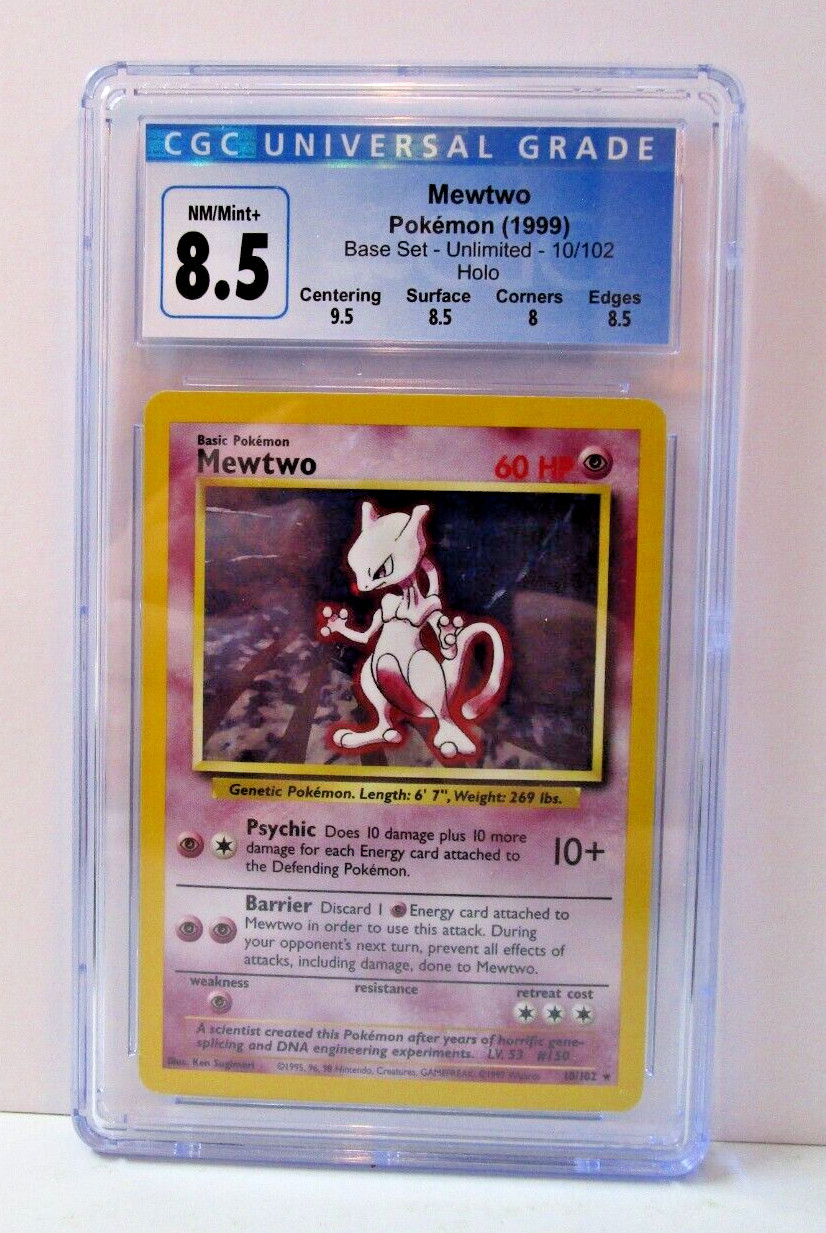 Mewtwo 10/102 [CGC 8.5] Base Set Unlimited Holo 1999 Subgrades NM/Mint+