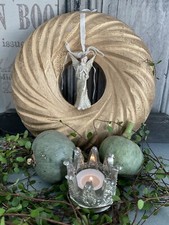 SHABBY CHIC HOLZ KRANZ  GOLD  VINTAGE LOOK 25 CM NEU