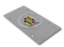 Chrome Cadillac Mirrored Logo Emblem Premium Steel License Plate with 3D Logo