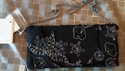pochette carpisa nera ricamata con perline nuova