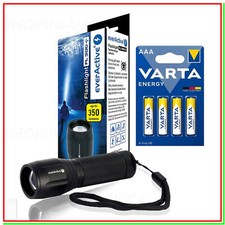 torcia tattica lampada luce led zoom 350lm reali! + 4 batterie pile varta AAA
