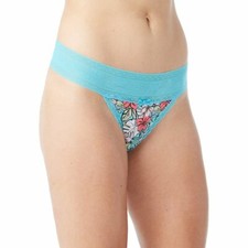 No Boundaries Women's Micro  Lace Thong Panties Size 3XL Tropical Blue