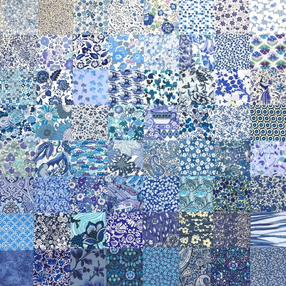 20 Liberty Tana Lawn™ pieces, each minimum 5" x 5" - *BLUES #32*