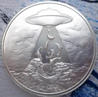 2 oz. UFO - ALIEN ABDUCTION DOLPHINS thick UFO rounds BU .999 fine silver