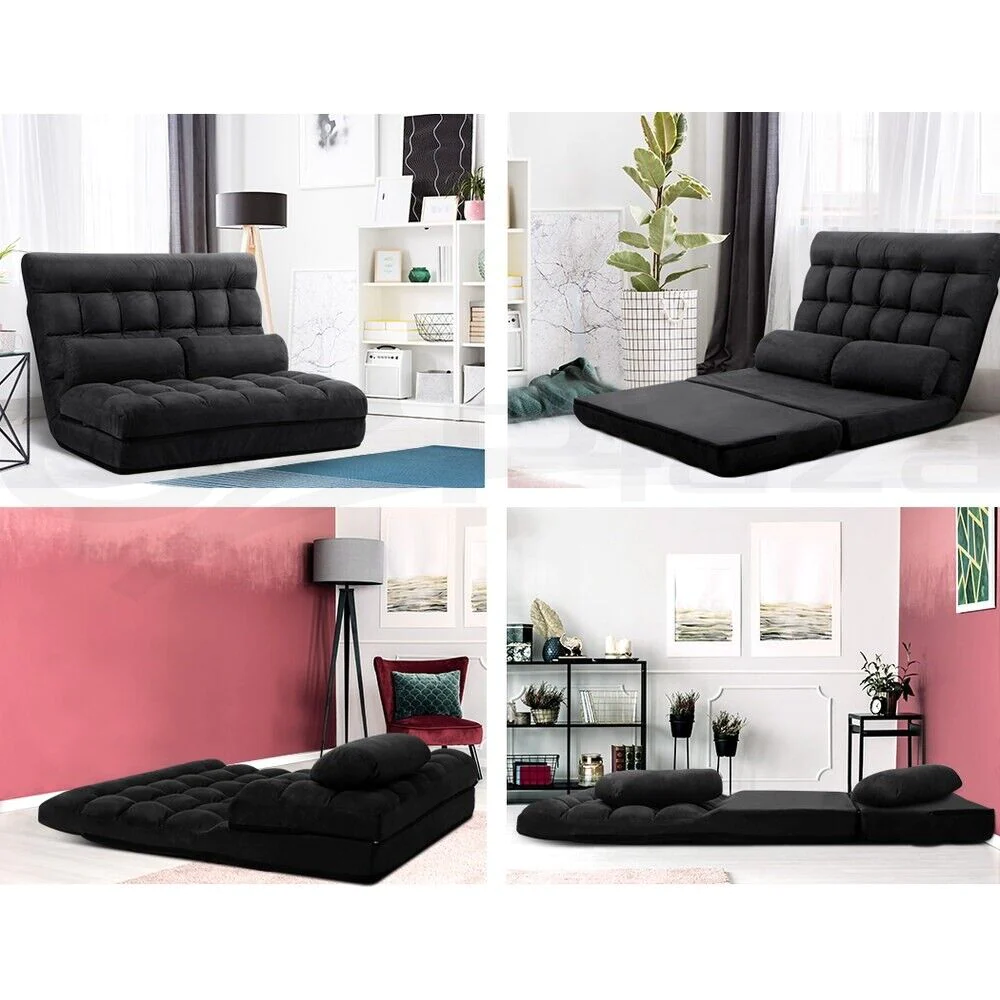 Artiss Lounge Sofa Floor Recliner Bed Chaise Chair Folding Couch Suede