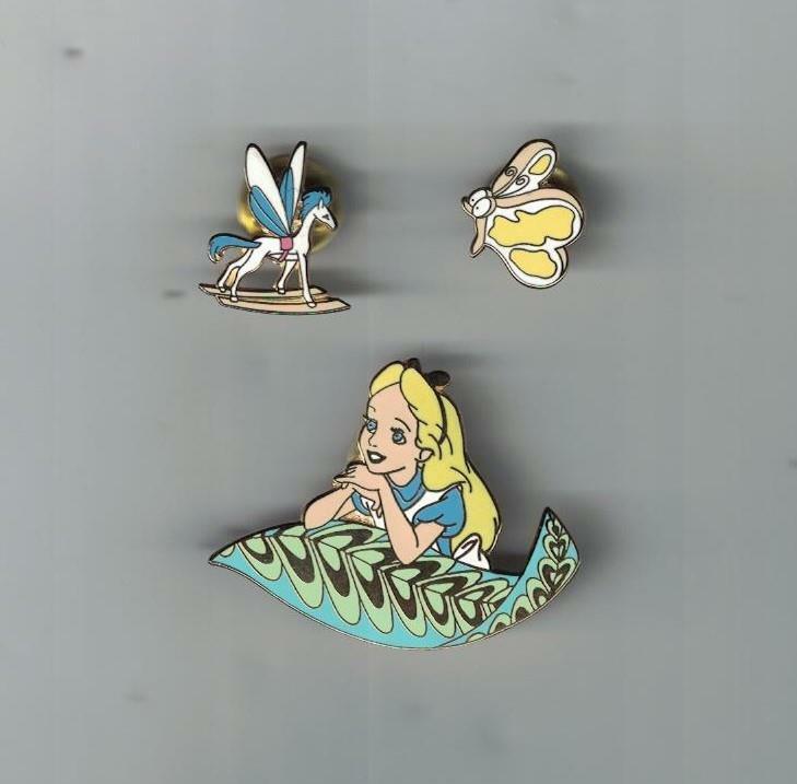 Disney Alice In Wonderland 3 Pin Set Bread Butterfly Rocking Horsefly Mushroom For Sale Online Ebay