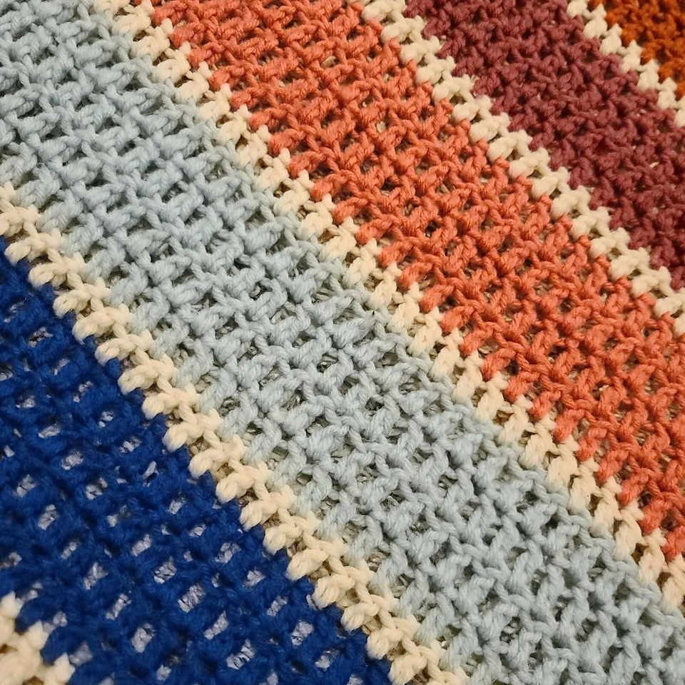 Cobertor longo vintage afegão de malha listrado feito à mão 48x64 multicolorido - Imagem 2 de 4