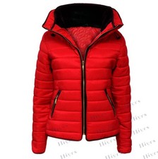 Womens Jacket Quilted Padded Puffer Bubble Fur Collar Warm Thick Winter Jackets
