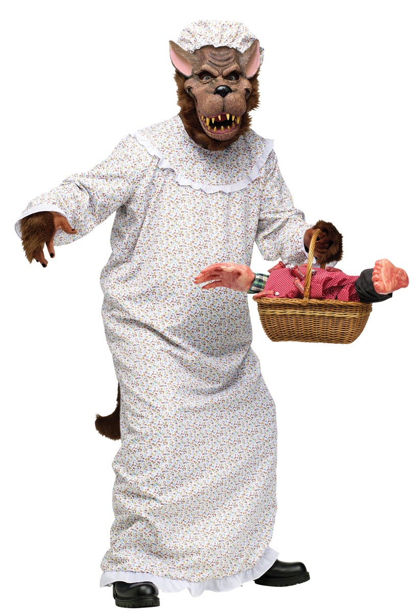 Big Bad Granny Nightgown Wolf Adult Costumes Halloween Dress Up