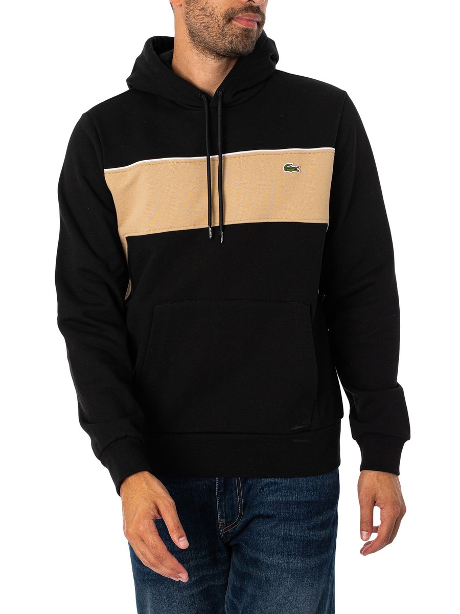 Lacoste Men s Colour Block Pullover Hoodie Black eBay