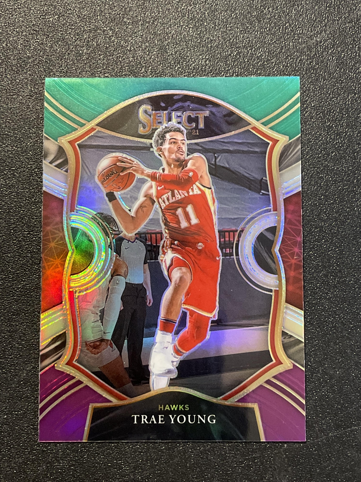2020-21 Panini Select #2 Trae Young Green White Purple