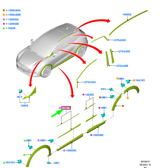 FORD PUMA Türleiste vorne rechts 2484593 L1TB-S20206-CA5UAW NEU  