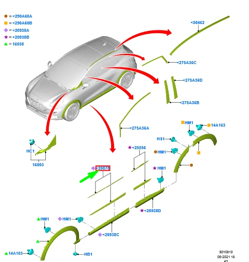 FORD PUMA Türleiste vorne rechts 2484593 L1TB-S20206-CA5UAW NEU  