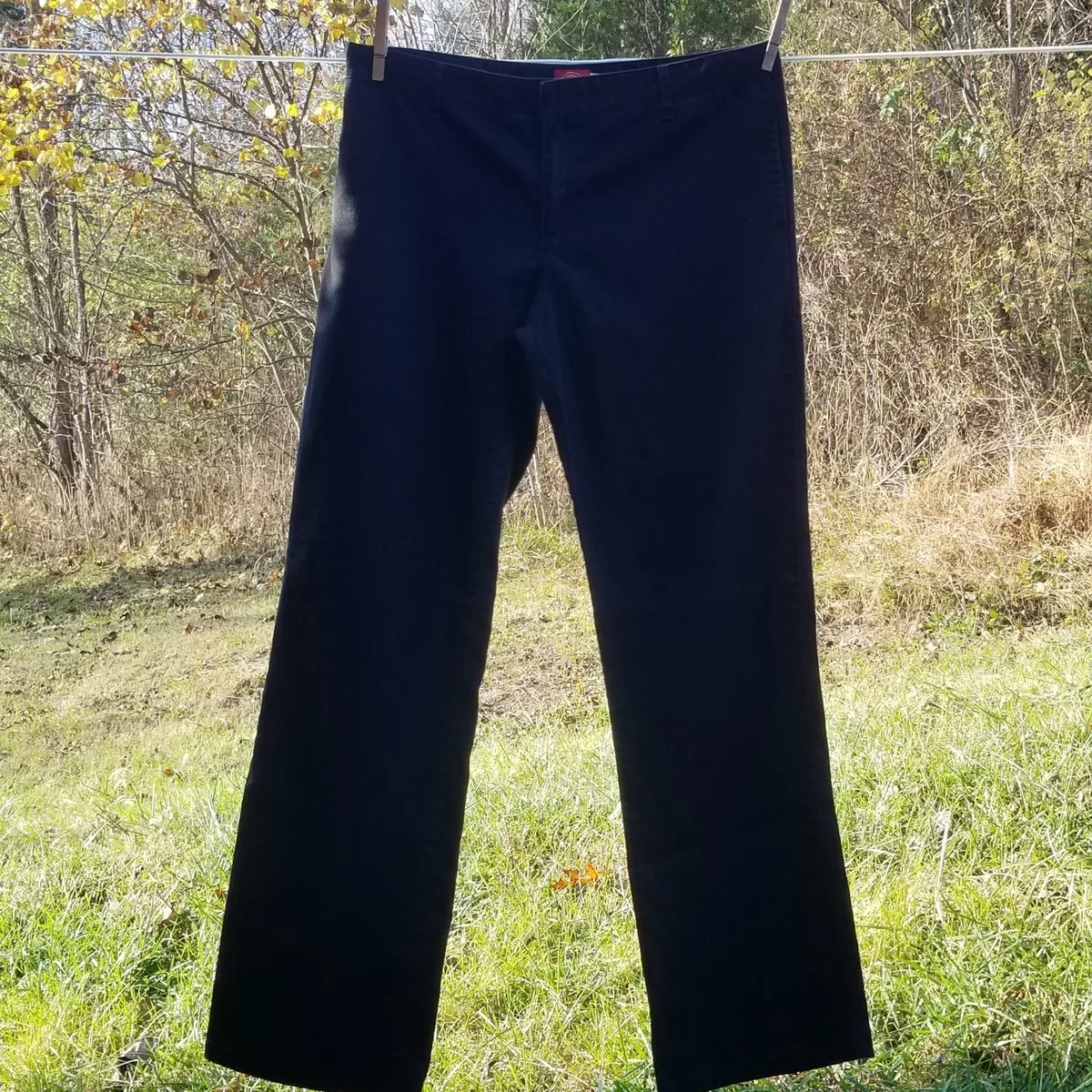 Dickies Girl Work Pants Size 15 Black Straight Leg Workwear 34x32.5