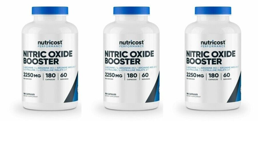 Бустер оксида азота 750 мг 3X180Cap L-Argining/AKG/L-цитруллин/малат Nutricost