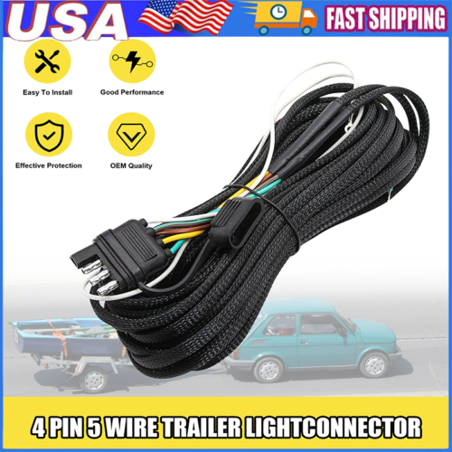 NEW 4Pin5 Wire Trailer Wiring Harness 22FT for Rewiring Trailer Side Taillights