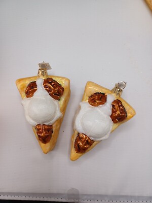Lot Of 2 BRAND NEW PECAN PIE CHRISTMAS ORNAMENT NEIMAN MARCUS $48 MSRP