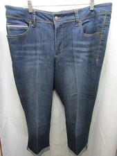 WOMENS FADED GLORY CUFFED BLUE JEAN CAPRI PANTS SZ 18 INSEAM 21" WAIST FLAT 20"