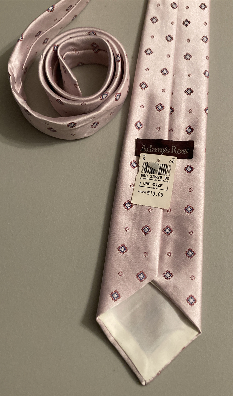 FILA Cravatta vintage Adam's Row mista seta rosa 57"" X 3"" blocchi quadrati toni rosa corti