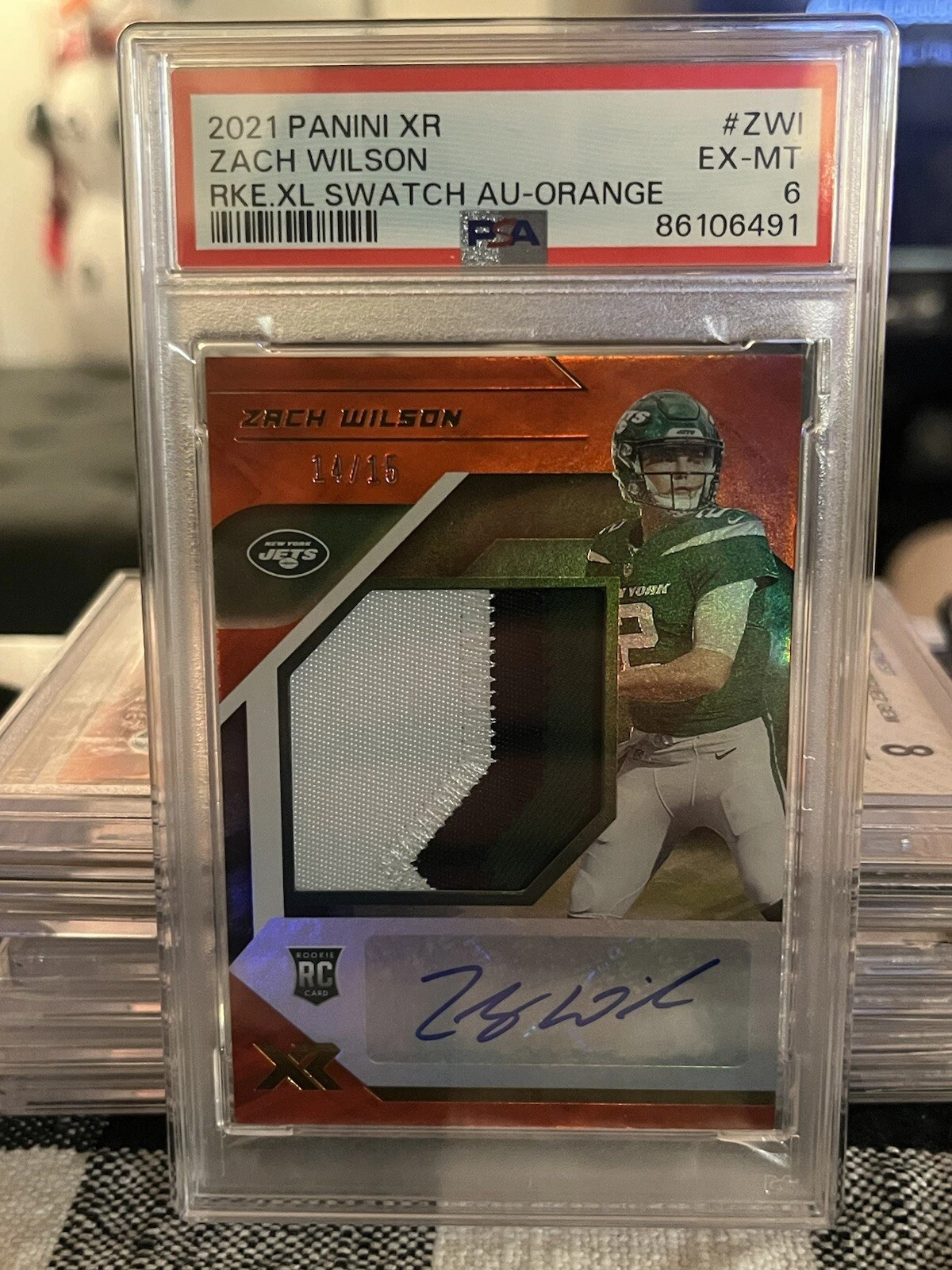 Zach Wilson Panini XR Rookie XL Swatch Autographs #ZWI Orange