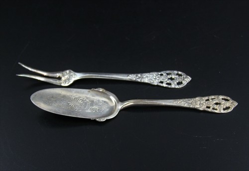 THEODOR OLSEN BERGEN NORWAY early 1900 SILVERPLATE 2 PIECES SPECIAL PATTERN