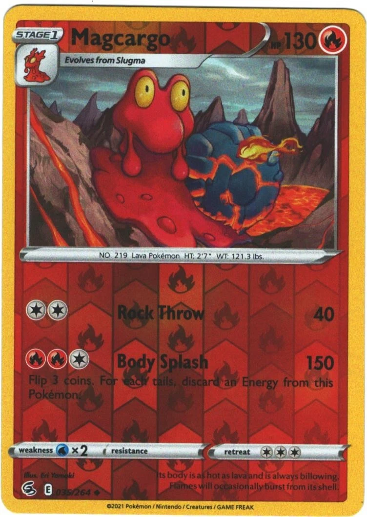 magcargo pokemon card price 2022 S-Chinese csm1ac Holo 011/151U NM  Treasure Cat Card Colorless Body Splash (150) Flip 3 coins Magcargo 28/185 Price 2026 |