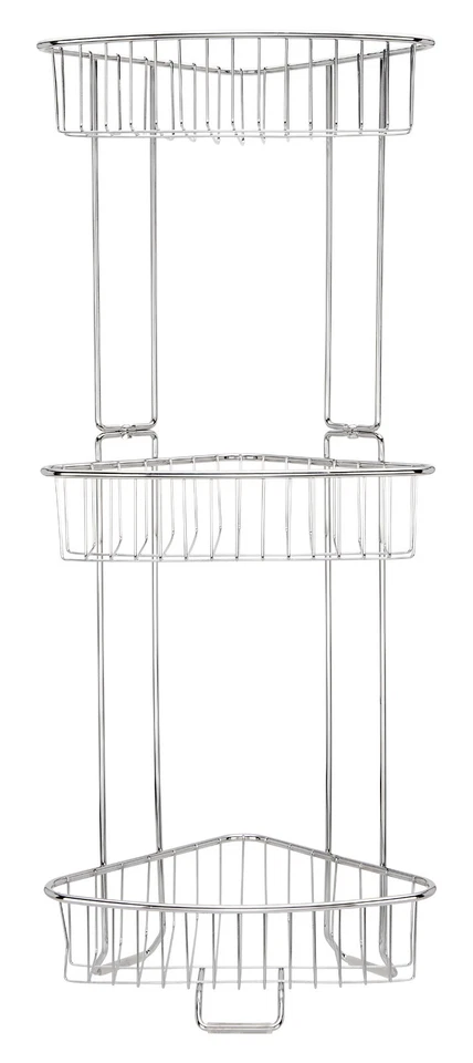 Rust Proof Stainless Steel Shower Floor Large Caddy / Shelf 3 Tiers No Drilling - Image 2 of 4