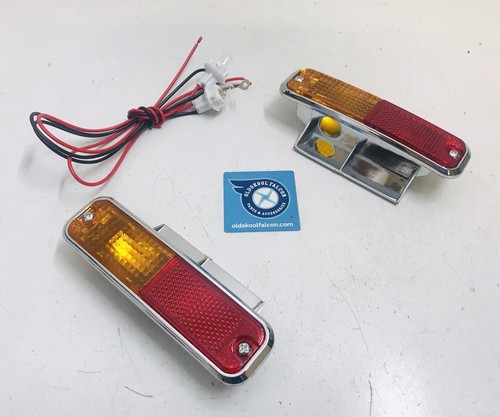 HOLDEN HQ SIDE INDICATOR REPEATER LIGHT LENSES 1/4 PANEL KIT HJ HX HZ NEW - Picture 3 of 4