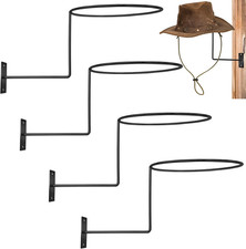 4 Pcs Cowboy Hat Rack Wall Mount Metal Hat Holder Organizer Display Black