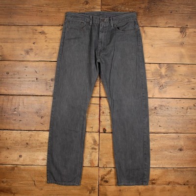 Levis 505 Jeans 34x32 Herren Grau Regular Straight Stonewash Denim