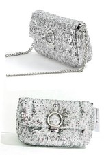 New Women’s Girls George Silver Sequin Cross Body Party Bag