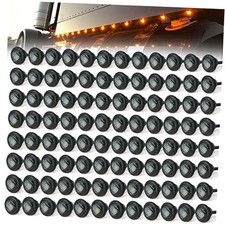 100 PCS 3/4" Round 3 LED Clearence Light Front Rear Side Marker Smoked/Amber