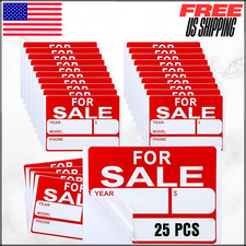Sale Signs for Car 9x12" Waterproof Plastic Adhesive Vehicle House Sign 25PC
