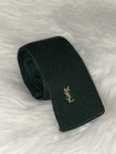 YSL Yves Saint Laurent Mens Knit Tie Square Tip Vintage Forest Green Cotton 53”