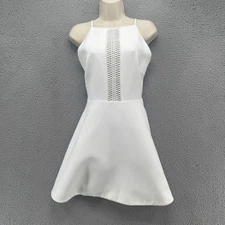 Keepsake Mini Fit Flare Dress Solid White Sleeveless Backless Braided Size M