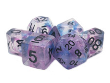 Old School 7 Piece DnD RPG Dice Set Luminous Silver Stream