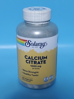 Solaray Calcium Citrate 120 Veggie Capsules Gentle Digestive Bone Health Supp...