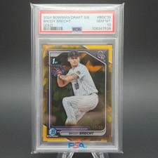 BRODY BRECHT 2024 Bowman Draft Sapphire #BDC-39 1st Gold Refractor /50 PSA 10