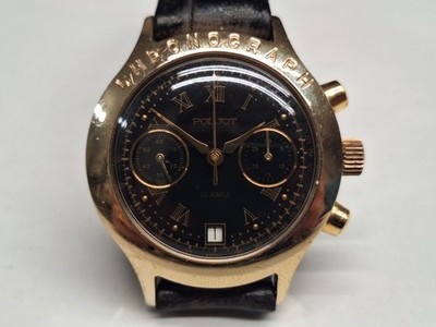 Poljot 3133 Vintage Chrono Herrenuhr Handaufzug 38mm Schwarz Russisch UdSSR