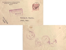 Massachusetts Boston (State House Sta.) Registered 1930 violet double ring  20c