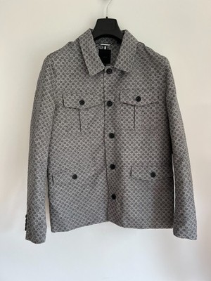 TED BAKER Jacket Mens TB 3 UK M Lanmere Grey Geometric Check Button UP Coat NEW