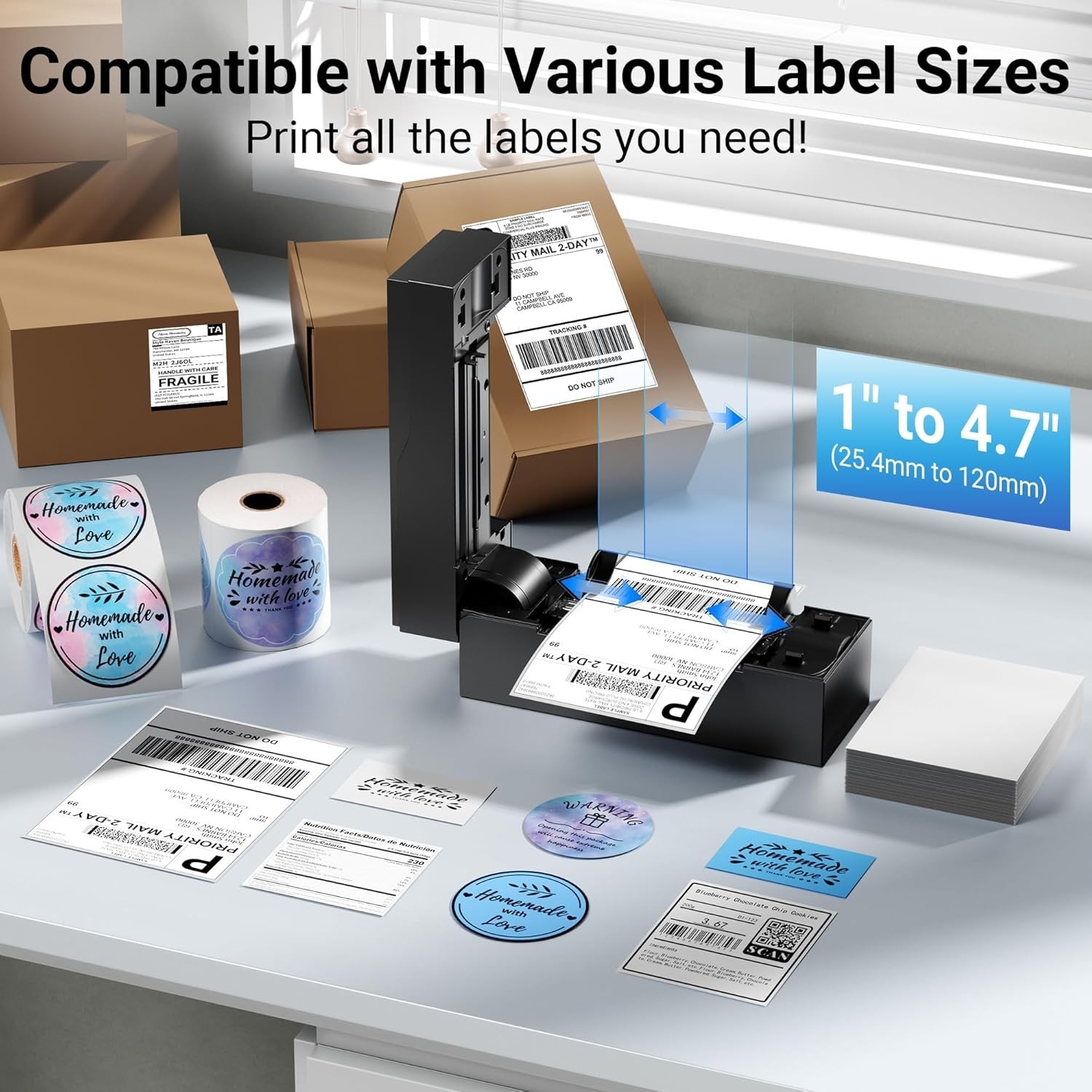 Label Printer 4x6 Bluetooth+USB Thermal Label Printer +30 Free Shipping Labels alternate view 5