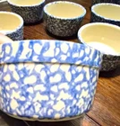 Vintage Roseville Gerald E. Henn Pottery Blue Spongeware Bowl Farm Cottagecore