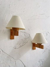 Scandinavian Modern Pine Wood Wall Sconce Set by Uno Dahlen for Aneta, 1970s
