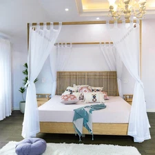 Sheer Canopy Bed Curtains for King, Queen, Full and Twin Bed, 4 Corner Bed Ca...